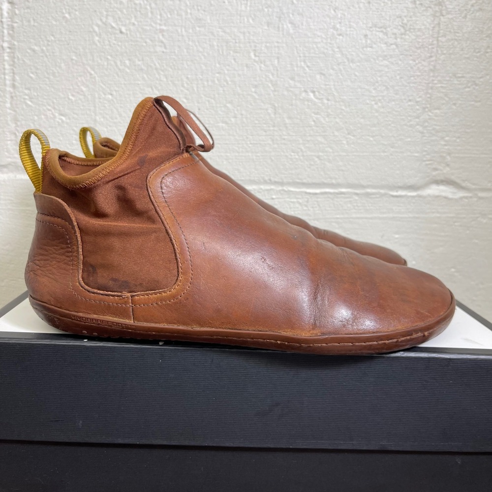 Vivobarefoot City Proof Chelsea Boot Brown Leather Pull On Men's Size 12 US